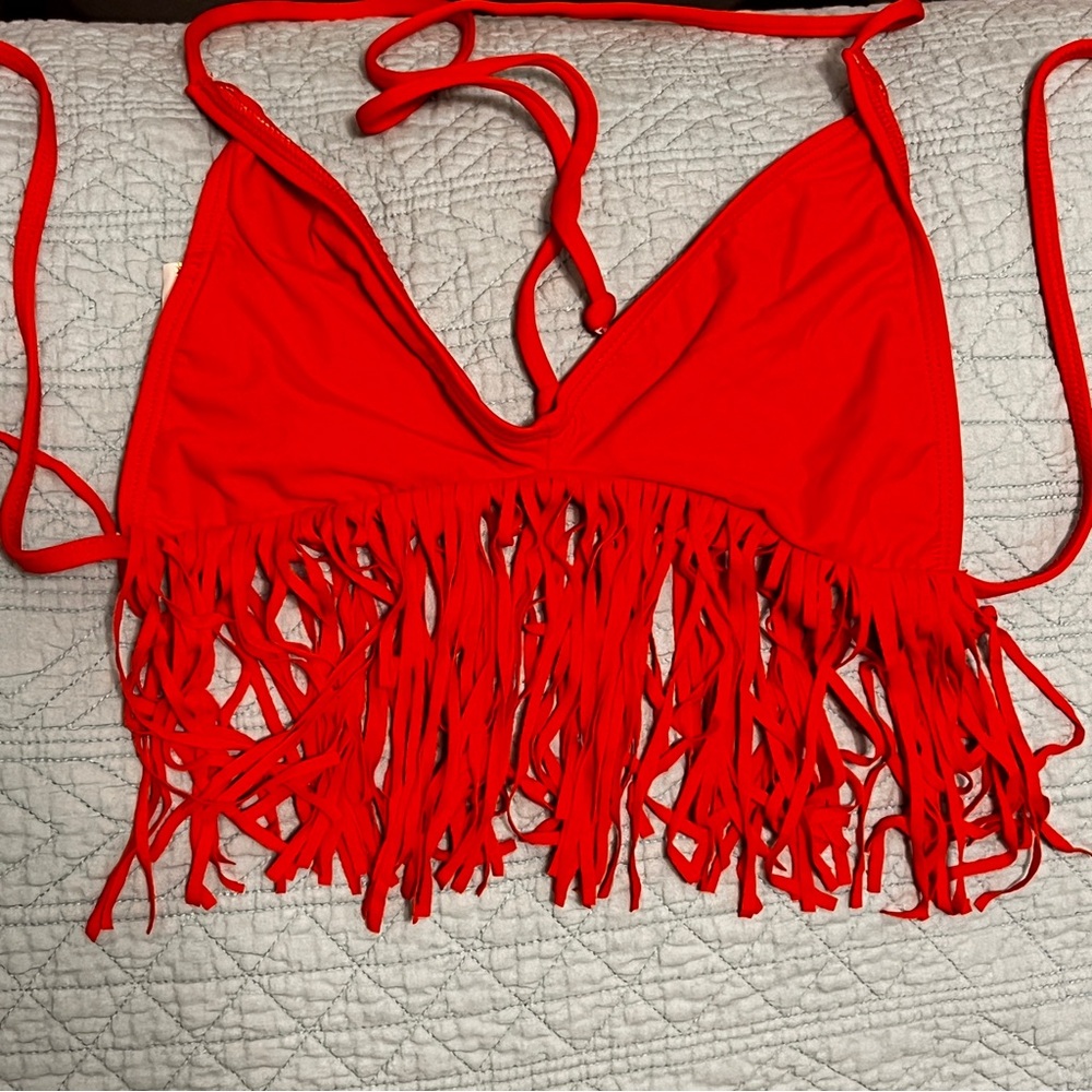 Orange Fringe Bikini Top XS L*Space